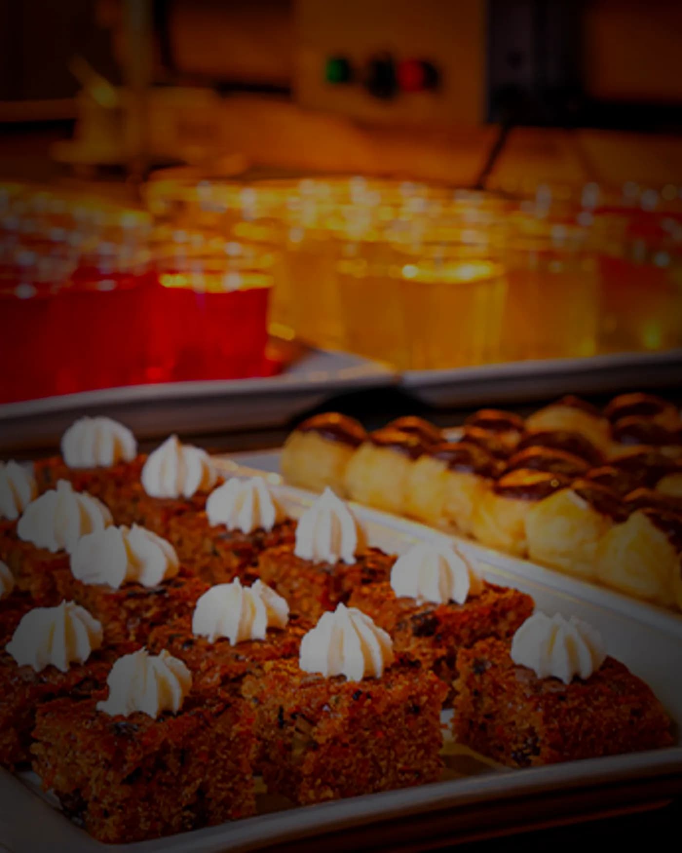 La barra de postres del buffet
